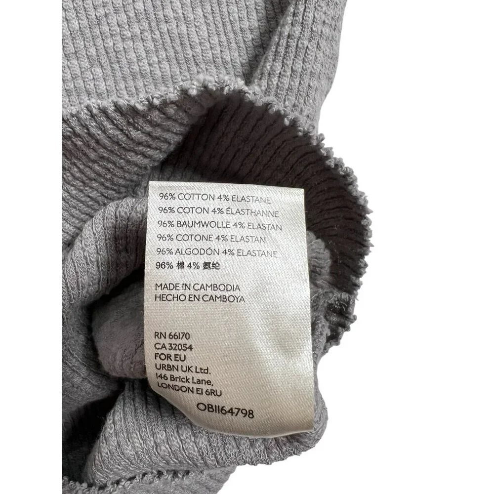 We The free people Sweatshirt Thermal Gray Ribbed Knit Size XS Buffy Sleeves - Picture 6 of 10